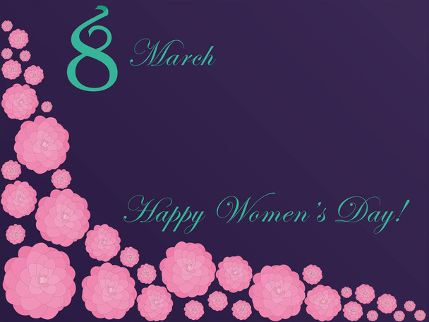 Octavo de marzo Día Internacional de la Mujer tarjeta de flores vector ilustración - Vector, Imagen