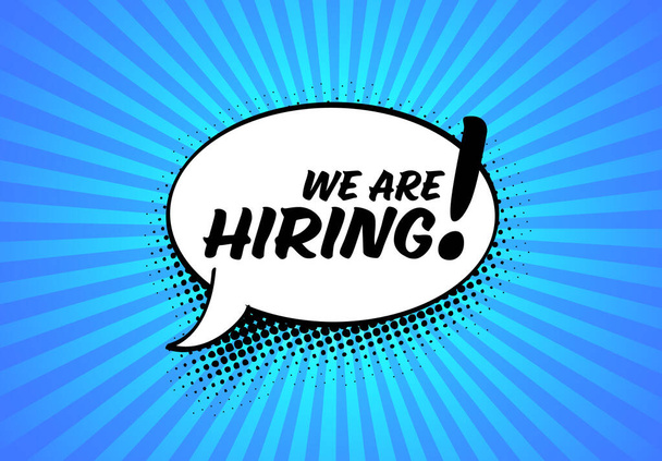 We are hiring minimalistic flyertemplate - looking for new members of our team hiring a new member colleages to our company organization team - simple motive with comic strip speech bubble - Vector, Image