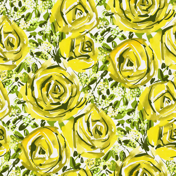 Απρόσκοπτη μοτίβο με νερομπογιές τριαντάφυλλα. Χειροποίητη απεικόνιση.  - Φωτογραφία, εικόνα