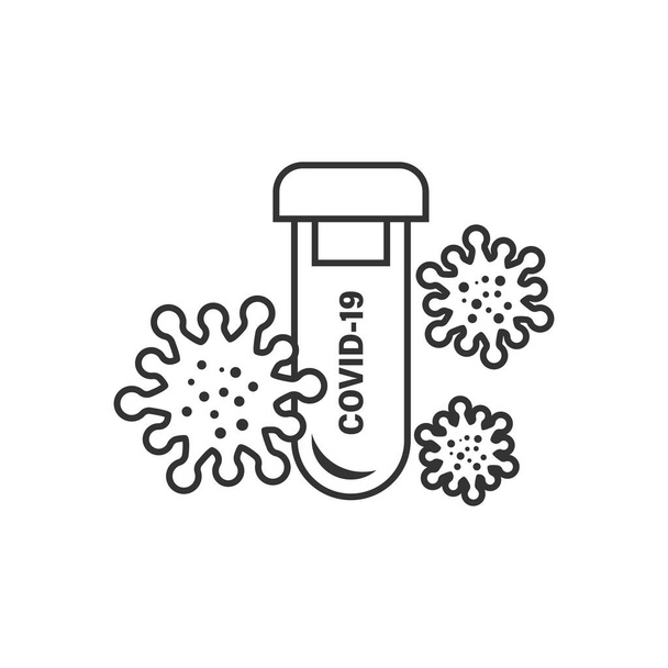 Icône de test de coronavirus en style plat. covid-19 illustration vectorielle sur fond isolé. Signe diagnostique médical concept d'entreprise. - Vecteur, image