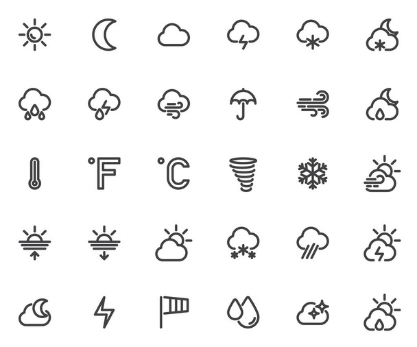 Forecast, weather line icons set - Vector, Image