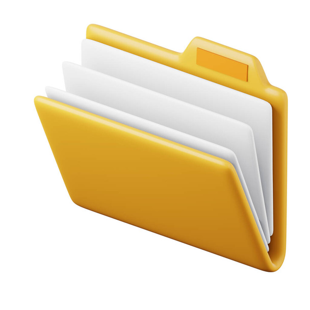 Full documents folder high quality 3D render illustration. File organisation and protection concept computer icon. - Photo, Image