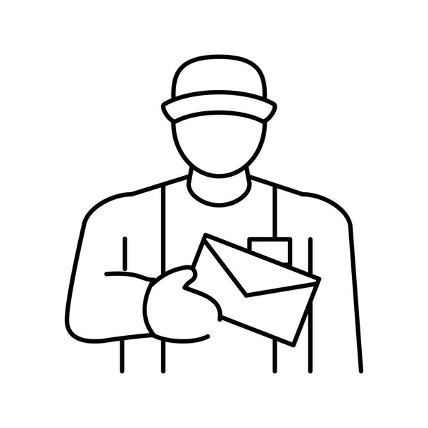 postman worker line icon vector illustration - Vector, Image