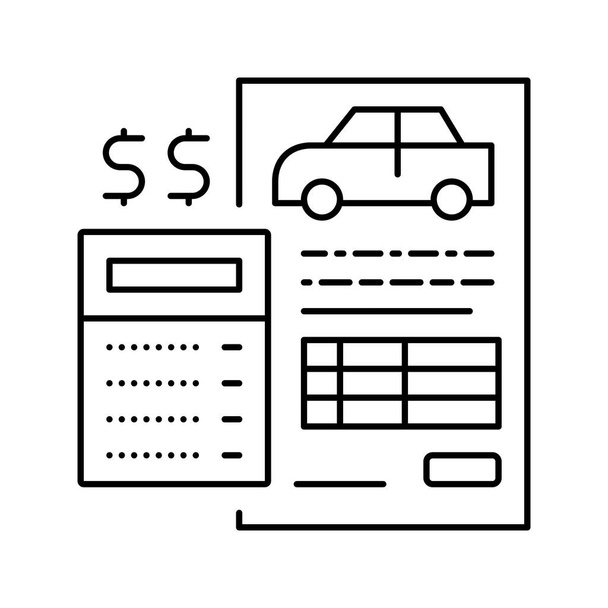 financiación de coche calculadora línea icono vector ilustración - Vector, Imagen