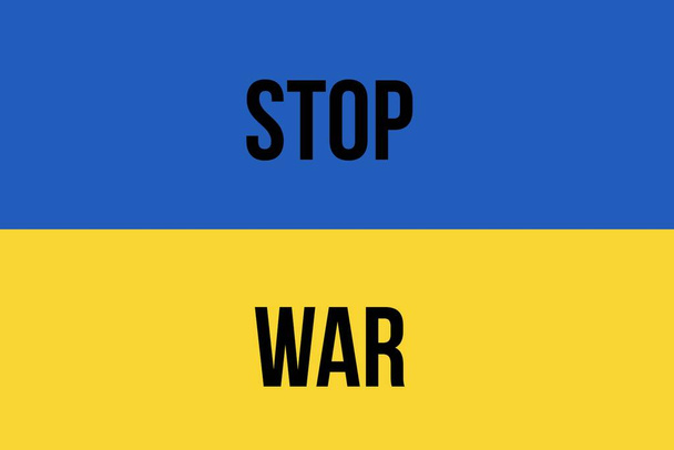 Ucraina bandiera con le parole fermare la guerra. - Foto, immagini