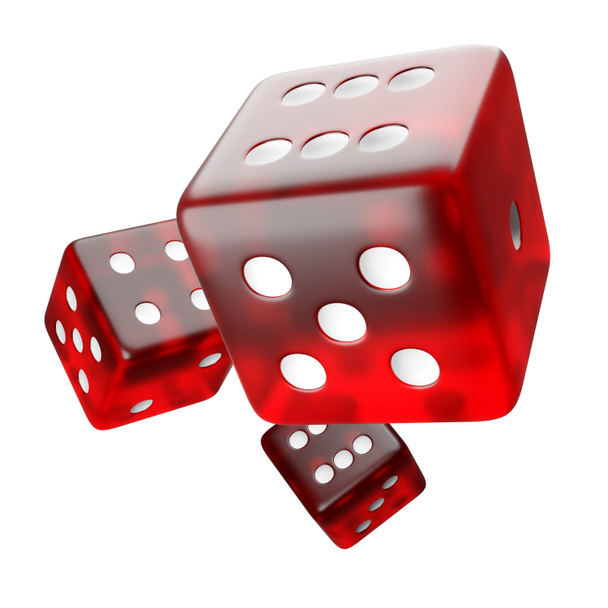 Dice number 1-6  red 3D illustration on a white background with clipping path. - Photo, Image