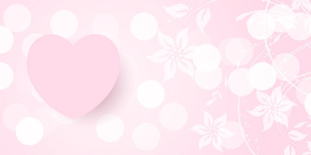 Valentinstag Banner mit floralem Design und Bokeh-Lichtern - Vektor, Bild
