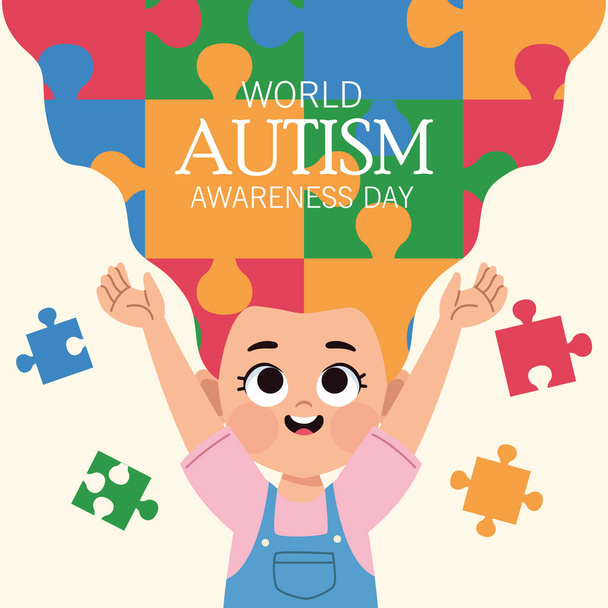 cartel del día del autismo mundial - Vector, imagen