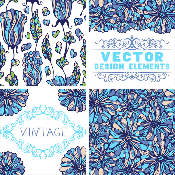 Four floral designs. - Vector, imagen