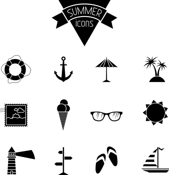 Sea summer icons - Vettoriali, immagini
