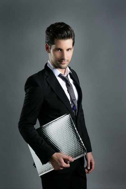 Trendy fashion young businessman black suit - Фото, изображение