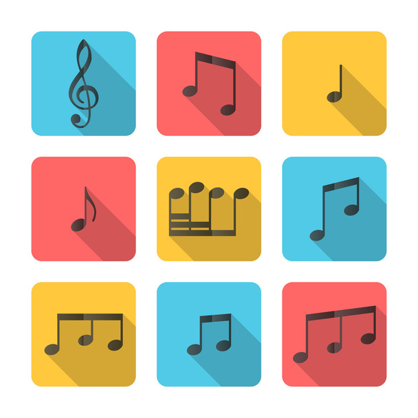 Square music icons. - Vektor, obrázek
