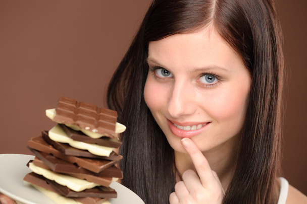 Chocolate - portrait young woman desire - Zdjęcie, obraz