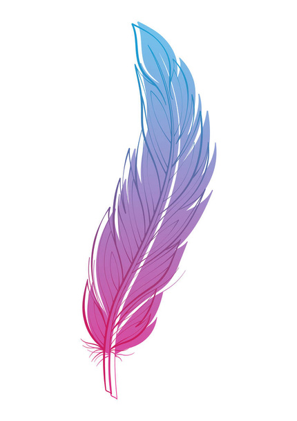 Hermosa ilustración de plumas esponjosas. Silueta con gradiente aislado vector - Vector, Imagen
