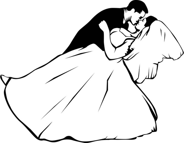 Векторная иллюстрация свадебного поцелуя - Вектор,изображение