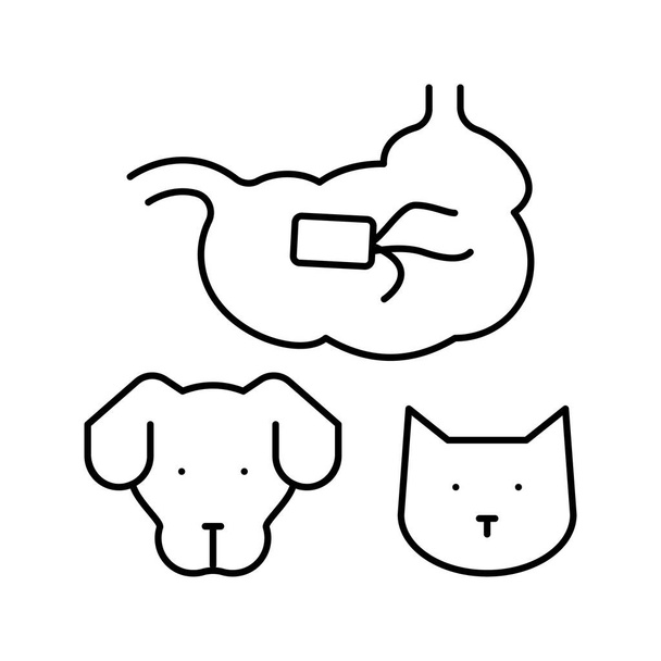 szalmonellózis kutya és macska vonal ikon vektor illusztráció - Vektor, kép