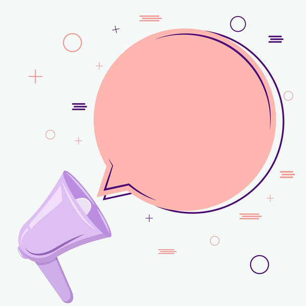 Мегафон з рожевою бульбашкою мовлення в плоскому дизайні. Оголошення, реклама, просування, виступ, маркетинг та концепція комерційної реклами. Векторні ілюстрації
. - Вектор, зображення