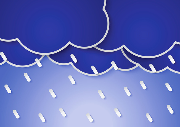 papier regenwolken en regen - Vector, afbeelding