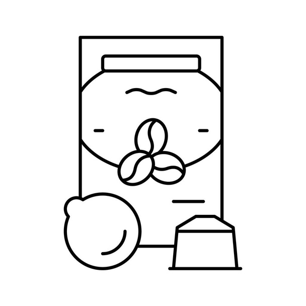vainas café paquete línea icono vector ilustración - Vector, imagen