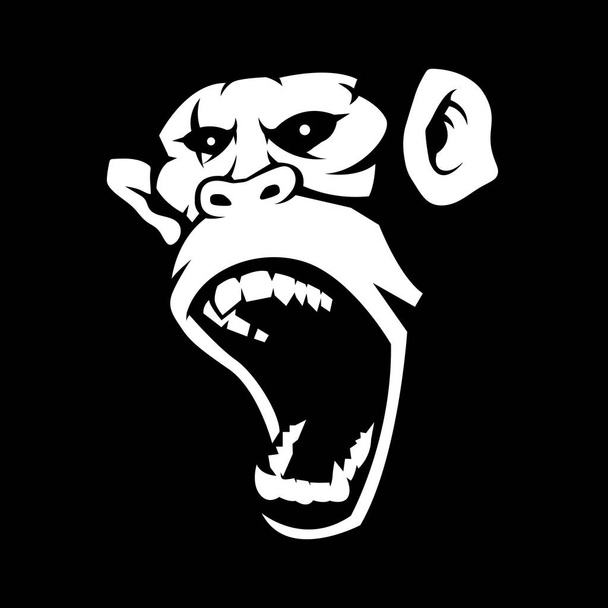Μαϊμού ουρλιάζοντας μασκότ λογότυπο σιλουέτα έκδοση - Διάνυσμα, εικόνα