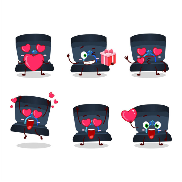 Navy ring box cartoon character with love cute emoticon. Vector illustration - Vettoriali, immagini