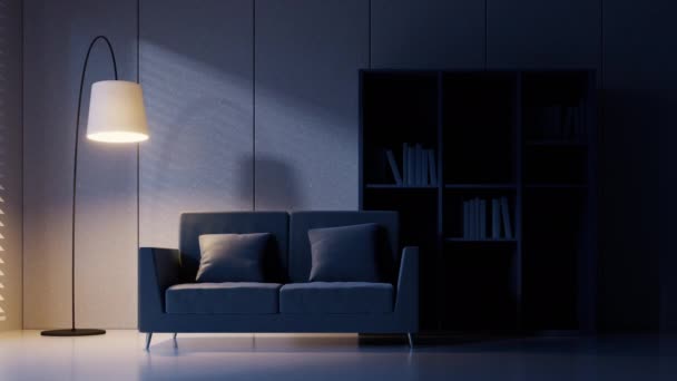 Sofa im leeren Raum, 3D-Darstellung. - Filmmaterial, Video