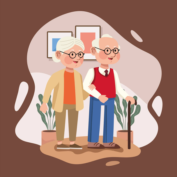 casal velho na casa - Vetor, Imagem