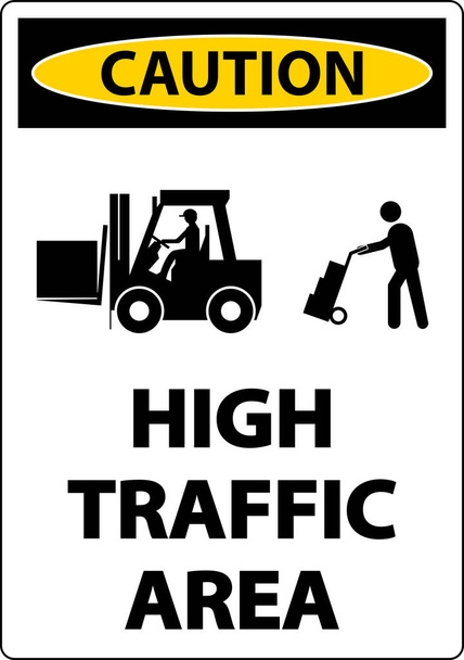 Осторожность Медленно высокий уровень дорожного движения знак на белом фоне - Вектор,изображение