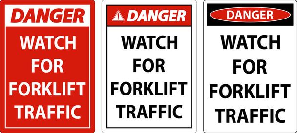 Vigilanza di pericolo per il segno del traffico del carrello elevatore su sfondo bianco - Vettoriali, immagini