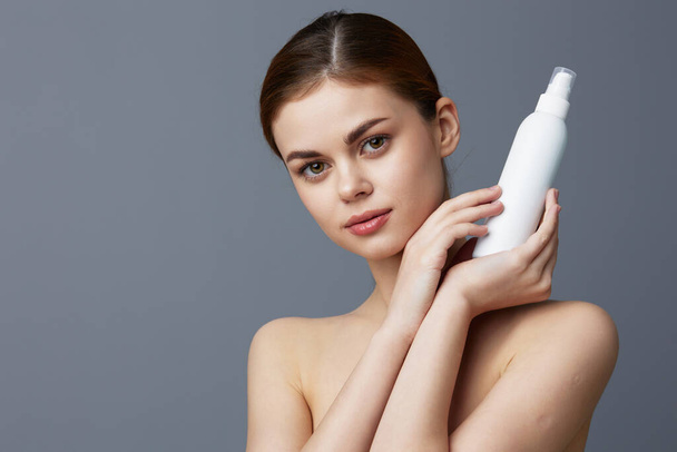 portrait woman body lotion rejuvenation cosmetics close-up Lifestyle - Foto, Imagem
