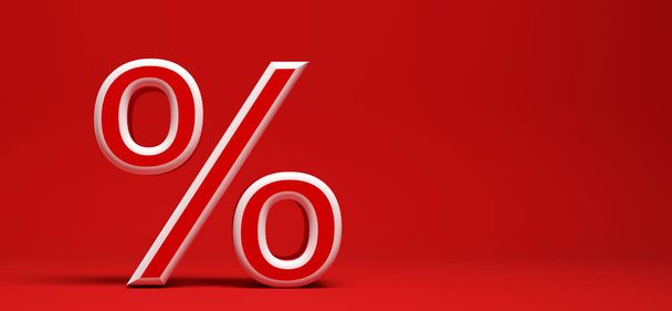 sale percent symbol in front of background - 3D Illustration - Foto, afbeelding