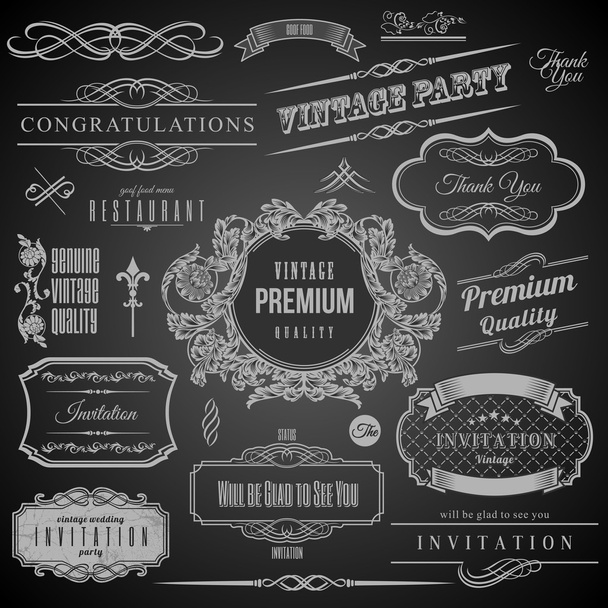 Retro Calligraphic design elements. Invitation frame. Collection of Frames and decorative vector elements - Vector, afbeelding
