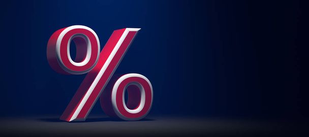 symbol procentowy sprzedaży przed tłem - ilustracja 3D - Zdjęcie, obraz