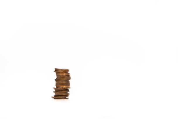 stack of coins isolated on white background - 写真・画像