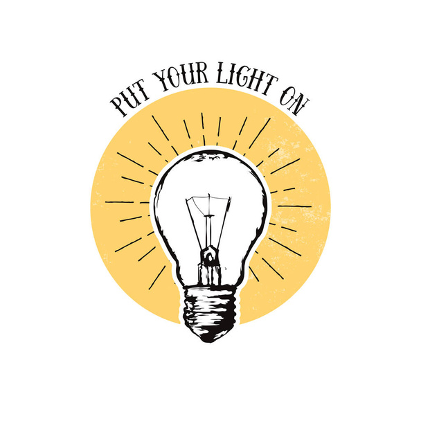 Light bulb line hand drawing vector sign - Vector, afbeelding