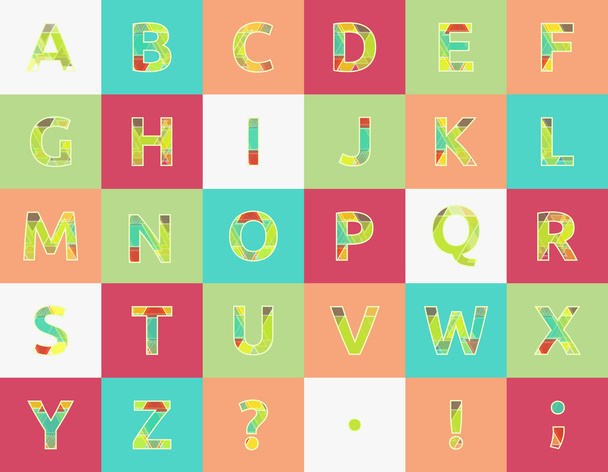 Creative spectral alphabet of geometric paper color - Vetor, Imagem