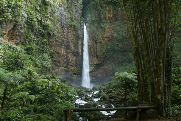 Капас Біру Водоспад у глибоких джунглях. Найкраща туристична місія в Індонезії. Треба відвідати місце в Лумаджані. Східна Індонезія - Фото, зображення
