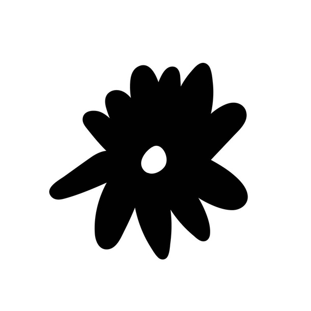 Vector simple illustration Spring flowers with black line for Easter hand drawn. Single botanical holiday picture in doodle style.  Design for stickers, social media, cards, packaging, printing. - Vector, afbeelding