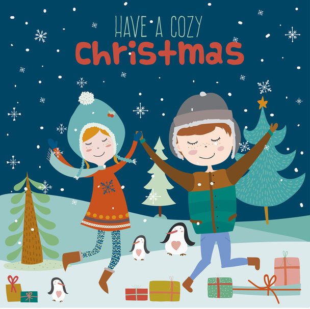 Stylish and bright Merry Christmas and New Year card - Vektori, kuva