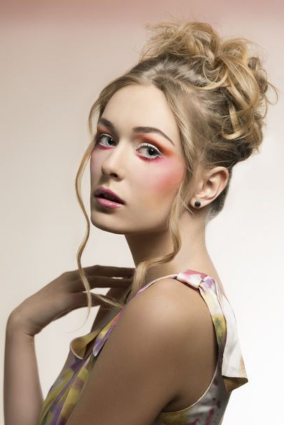 female with stylish colorful make-up - Φωτογραφία, εικόνα