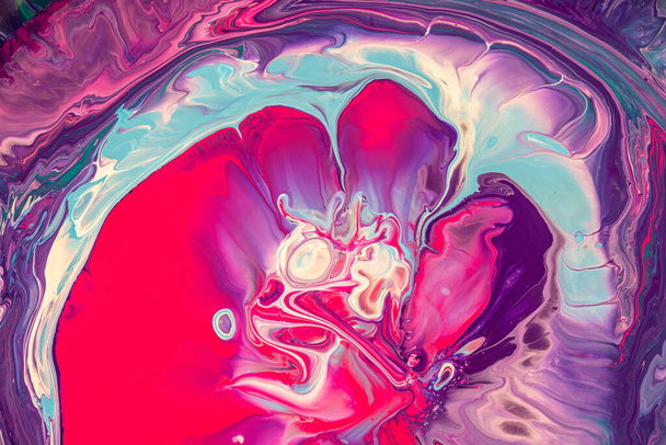 Mramorový vzor z barevných tekutých akrylových barev. Barevné abstraktní pozadí - Fotografie, Obrázek