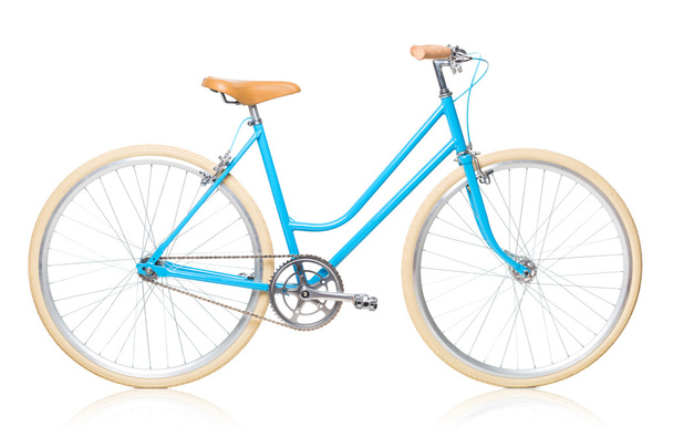 elszigetelt fehér kék elegáns női kerékpár - Fotó, kép