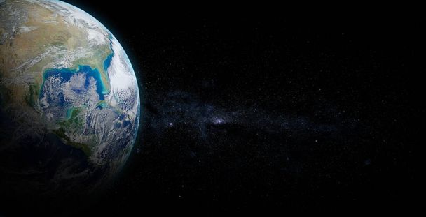 Planète Terre avec lever de soleil sur fond spatial. Éléments de cette image fournis par la NASA. - Photo, image