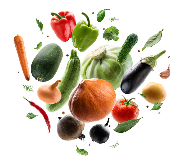 Large set of isolated vegetables on a white background - Photo, Image