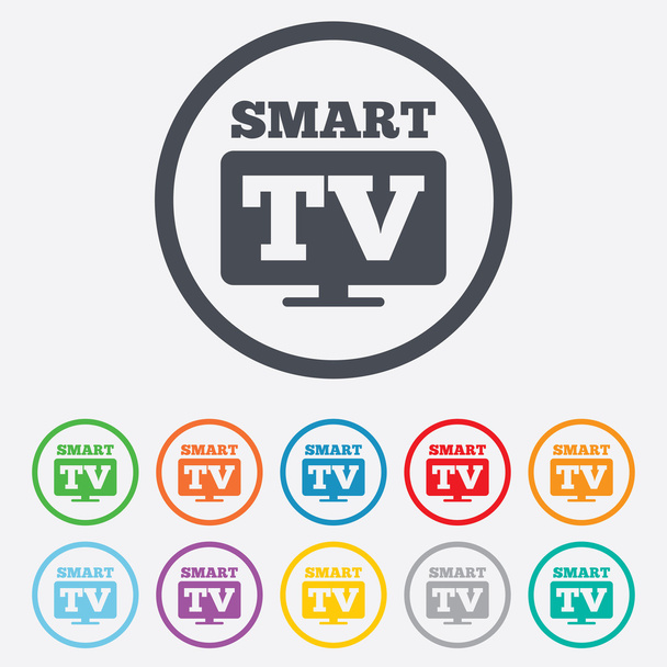 Widescreen Smart TV sign icon. Television set. - Vektori, kuva