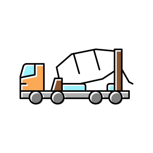 camion béton transport couleur icône vectoriel illustration - Vecteur, image