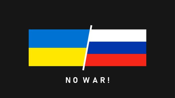 No hay guerra. Conflicto entre Rusia y Ucrania. Ataque a Ucrania. Bandera de Ucrania y Rusia. Ilustración vectorial - Vector, imagen