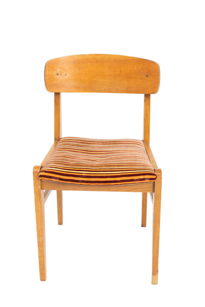 Polish original wooden chair from the 70s and 80s. Front view. - Fotoğraf, Görsel