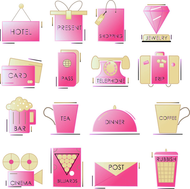  stylish pink service icons - Wektor, obraz