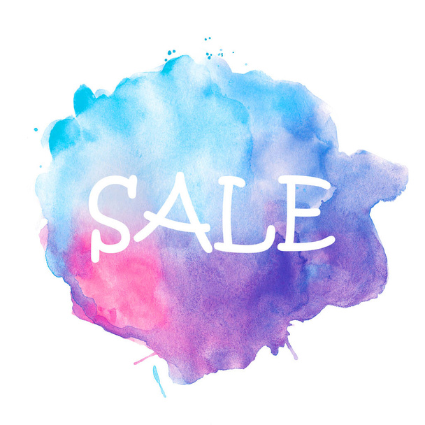 sale. word on a watercolor spot. for design and background decoration - Foto, Bild